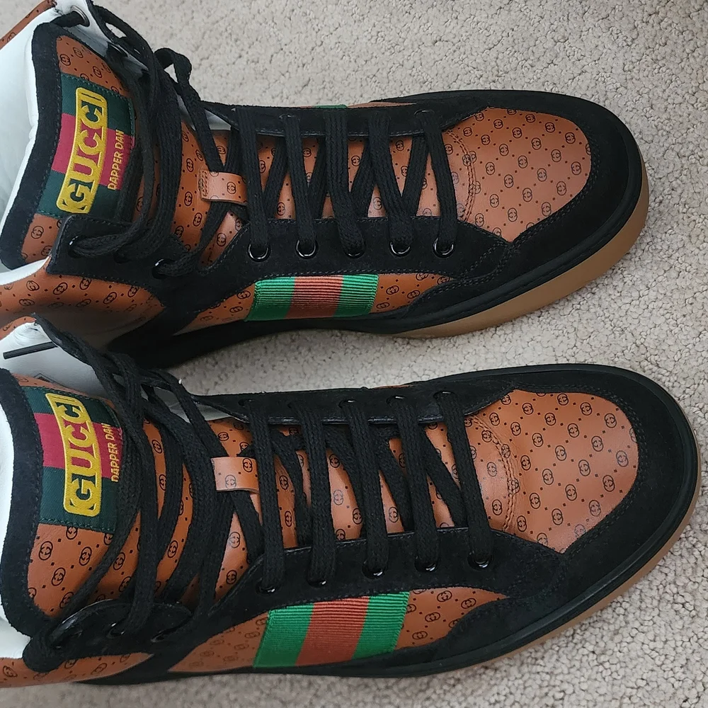 Gucci × Dapper DAN Brown High-Top Sneakers Sz 10.5